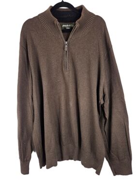 Eddie Bauer Brown Quarter-Zip Men's Sweater